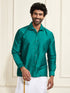 Men's Green Silk Blend Ethnic Shirt