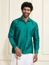 Men's Green Silk Blend Ethnic Shirt