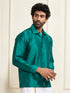 Men's Green Silk Blend Ethnic Shirt
