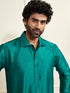 Men's Green Silk Blend Ethnic Shirt