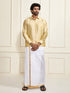 Men's Gold Silk Blend Shirt And Mundu