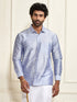 Men's Light Blue Silk Blend Ethnic Shirt