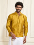 Men's Mustard Silk Blend Ethnic Shirt