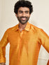 Men's Orange Silk Blend Ethnic Shirt