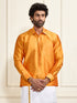 Men's Orange Silk Blend Ethnic Shirt