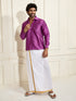 Men's Purple Silk Blend Shirt And Mundu