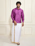 Men's Purple Silk Blend Shirt And Mundu
