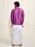 Men's Purple Silk Blend Shirt And Mundu