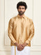 Men's Rose Gold Silk Blend Ethnic Shirt