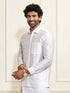 Men's White Silk Blend Ethnic Shirt