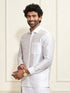 Men's White Silk Blend Ethnic Shirt