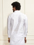 Men's White Silk Blend Ethnic Shirt