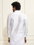 Men's White Silk Blend Ethnic Shirt