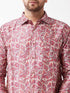 Men's Multicolour-Base-Pink Silk Blend Ethnic Shirt