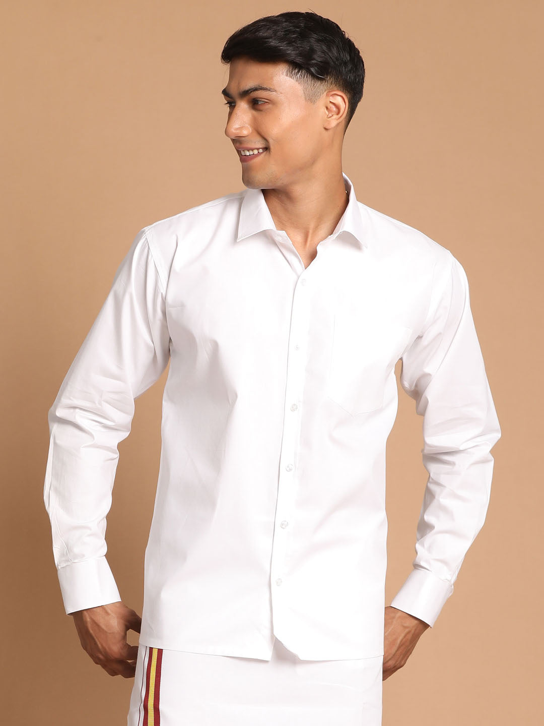 Men's White Color Cotton Shirt