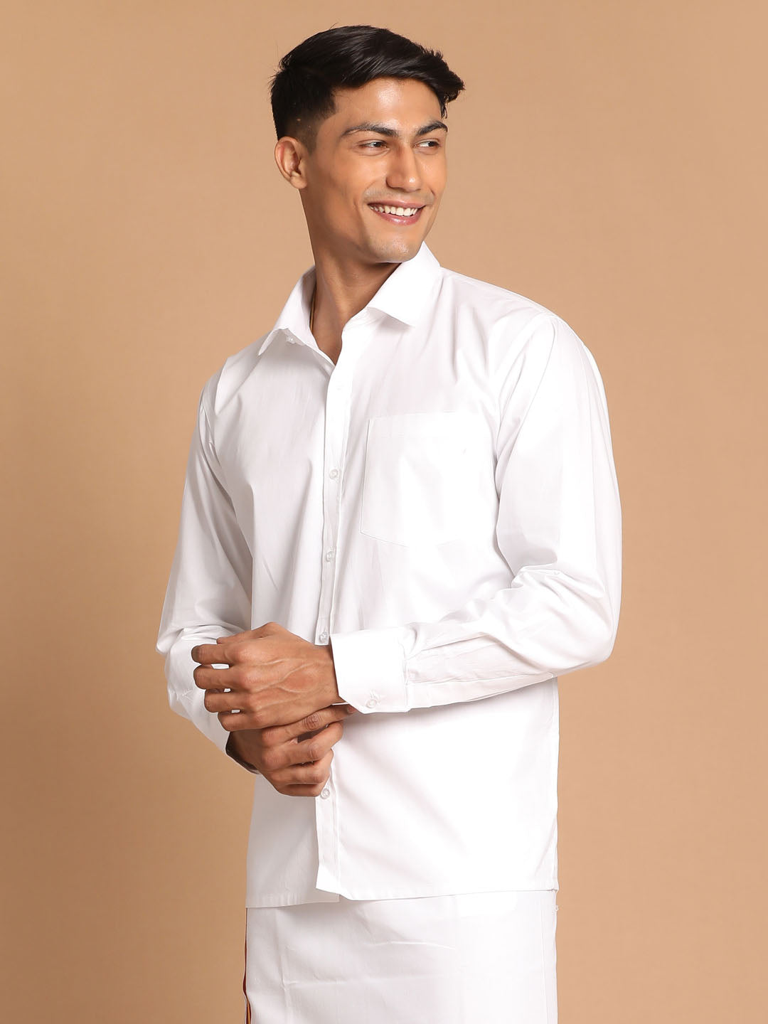 Men's White Color Cotton Shirt
