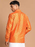 Men's Orange Silk Blend Printed Shirt