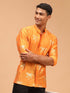 Men's Orange Foil Print Shirt