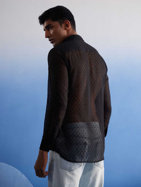 Men's Black Georgette Shirt