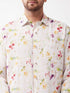 Men's Multicolour-Base-Cream Muslin Ethnic Shirtt