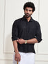 Men's Black Rayon Embellished Shirt