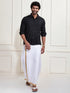 Men's Black Rayon Ethnic Shirt And Mundu Set
