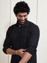 Men's Black Rayon Ethnic Shirt And Mundu Set