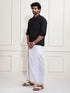 Men's Black Rayon Ethnic Shirt And Mundu Set