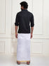 Men's Black Rayon Ethnic Shirt And Mundu Set