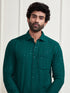 Men's Green Rayon Ethnic Shirt And Mundu Set
