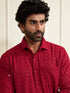 Men's Maroon Rayon Ethnic Shirt And Mundu Set