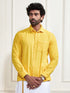 Men's Yellow Rayon Embellished Shirt