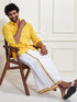 Men's Yellow Rayon Embellished Shirt