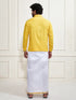 Men's Yellow Rayon Ethnic Shirt And Mundu Set