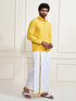 Men's Yellow Rayon Ethnic Shirt And Mundu Set