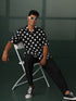 Men's Black Cambric Cotton Polka Regular Shirt