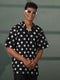 Men Black Polka Dot Plain Waist Length Shirt