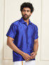Men's Blue Silk Blend Ethnic Shirt
