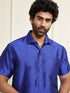 Men's Blue Silk Blend Ethnic Shirt
