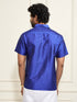Men's Blue Silk Blend Ethnic Shirt