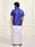 Men's Royal Blue Silk Blend Shirt And Mundu