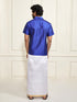 Men's Royal Blue Silk Blend Shirt And Mundu