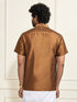 VASTRAMAY Men's Brown Silk Blend Ethnic Shirt