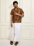 VASTRAMAY Men's Brown Silk Blend Ethnic Shirt