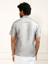 Men's Grey Silk Blend Ethnic Shirt