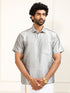 Men's Grey Silk Blend Ethnic Shirt