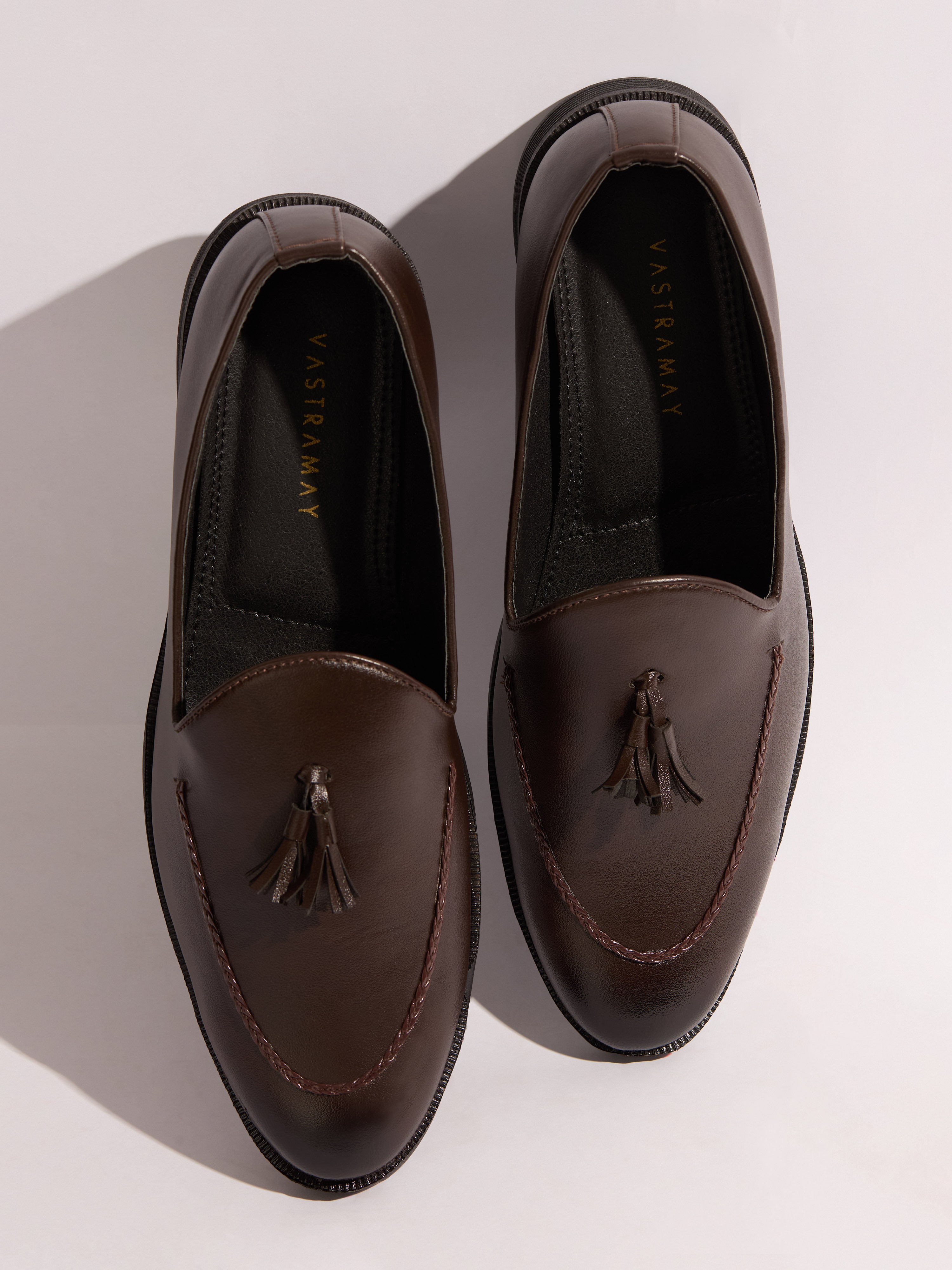 Men's Brown Tasselled Loafer | Synthetic Matte Finish | Twin Tassel Vamp | Airmix Sole | All Season