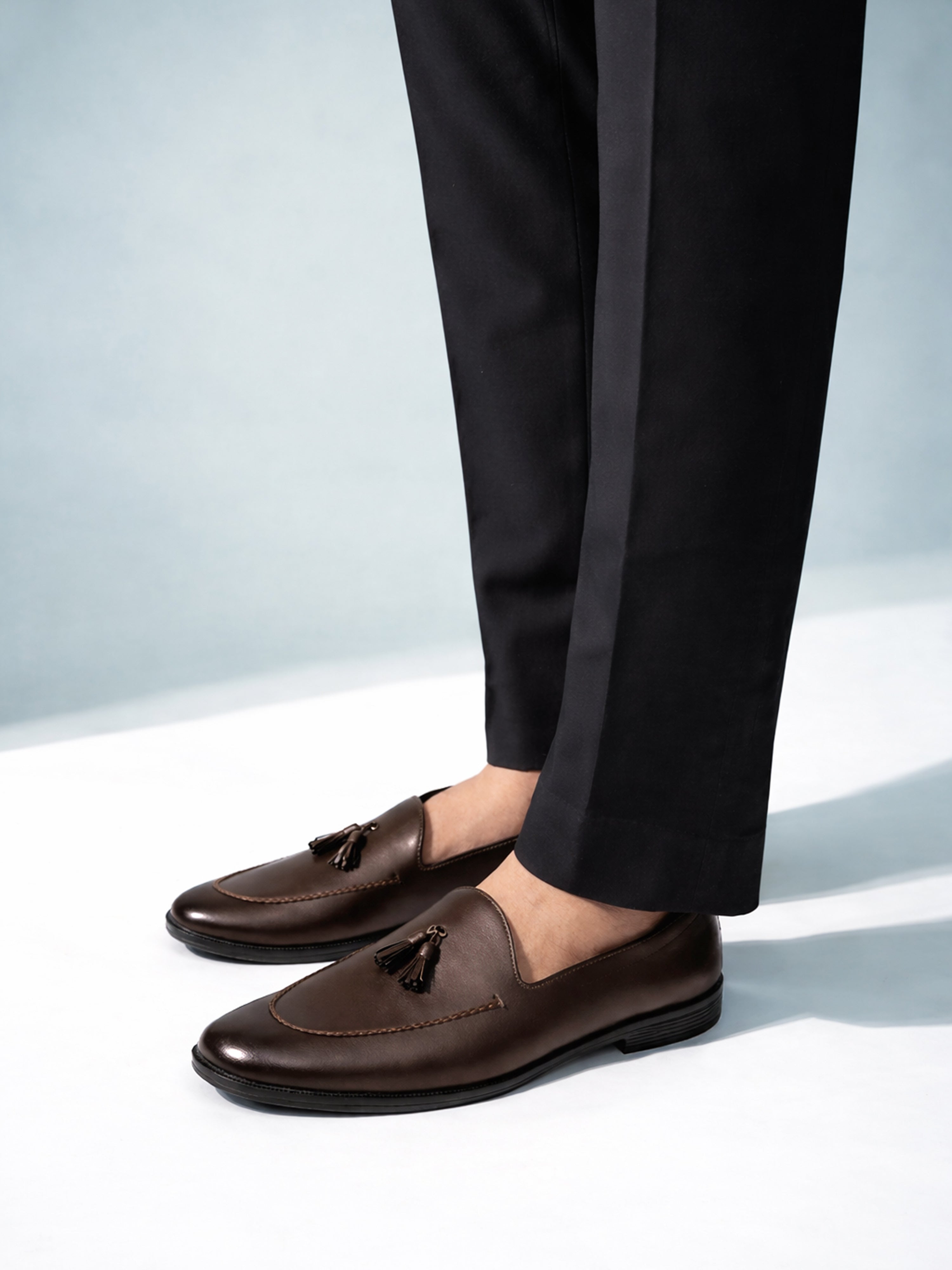 Men's Brown Tasselled Loafer | Synthetic Matte Finish | Twin Tassel Vamp | Airmix Sole | All Season