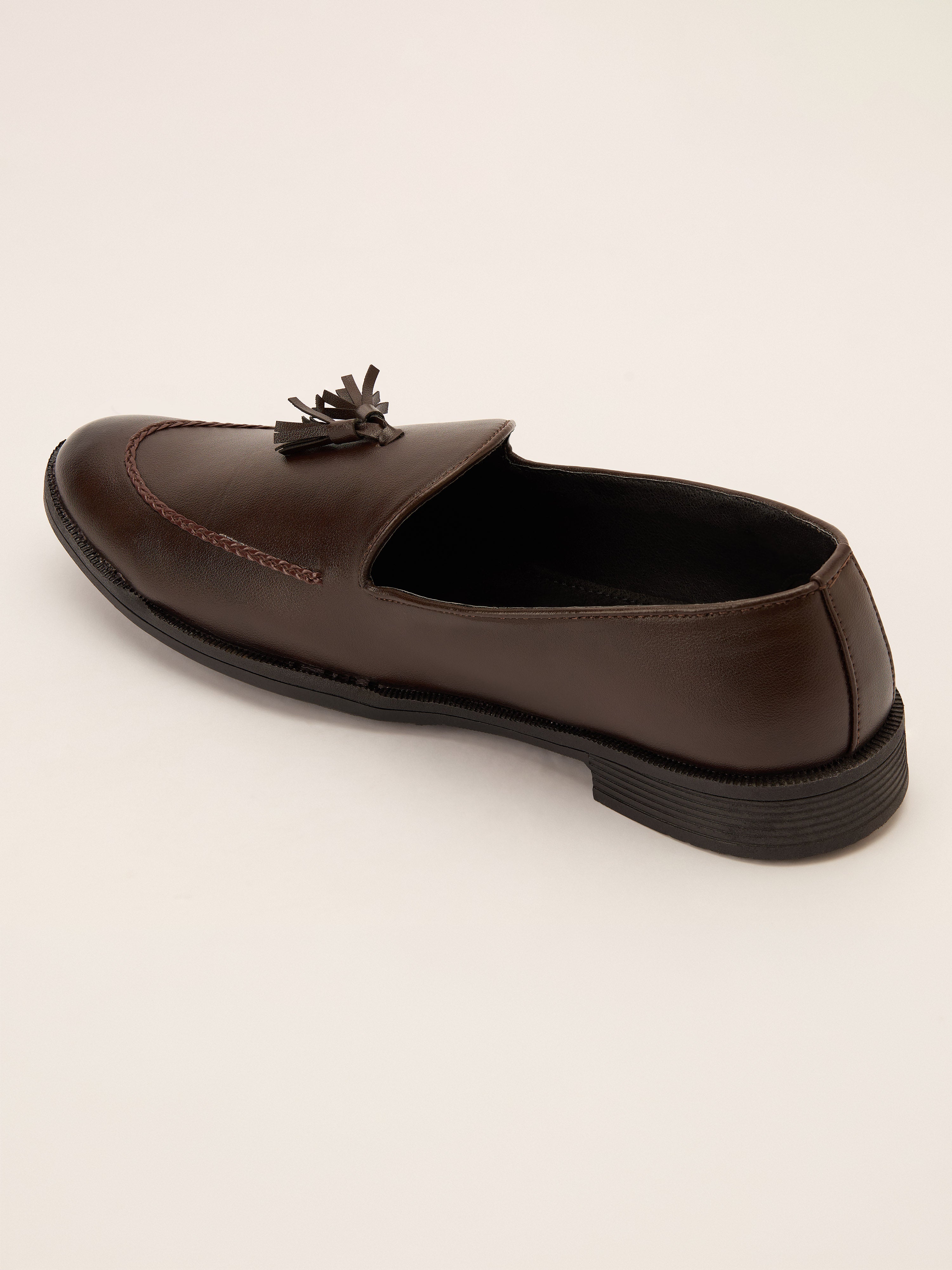 Men's Brown Tasselled Loafer | Synthetic Matte Finish | Twin Tassel Vamp | Airmix Sole | All Season