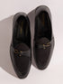 Men's Black Velvet-Suede Inlay Buckle Loafer | Brass-Toned Metallic Strap | Almond Toe | TPR Sole | All Season